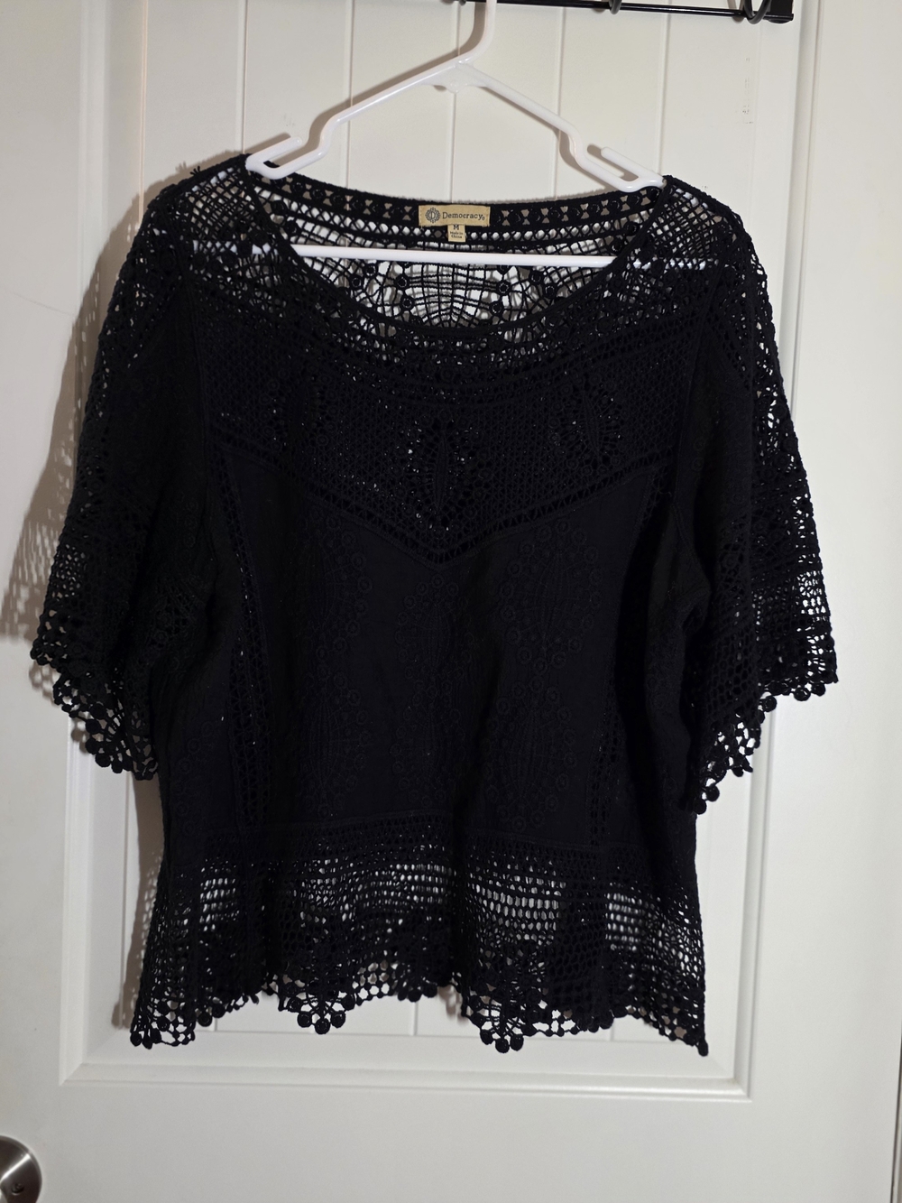 Democracy Black Crochet Lace Blouse